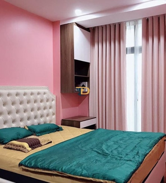 Rèm cửa phòng ngủ màu hồng