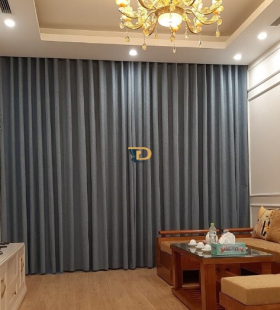 Rèm vải trơn đơn sắc cho phòng khách căn hộ chung cư hiện đại
